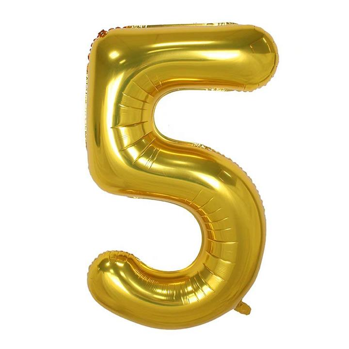 بادکنک فویلی عدد 5 هپی بری طلایی